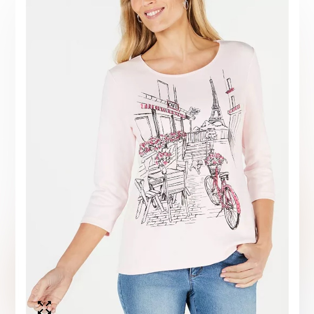 Macy’s Karen Scott NWOT 2X Pink Graphic Long Sleeve Top